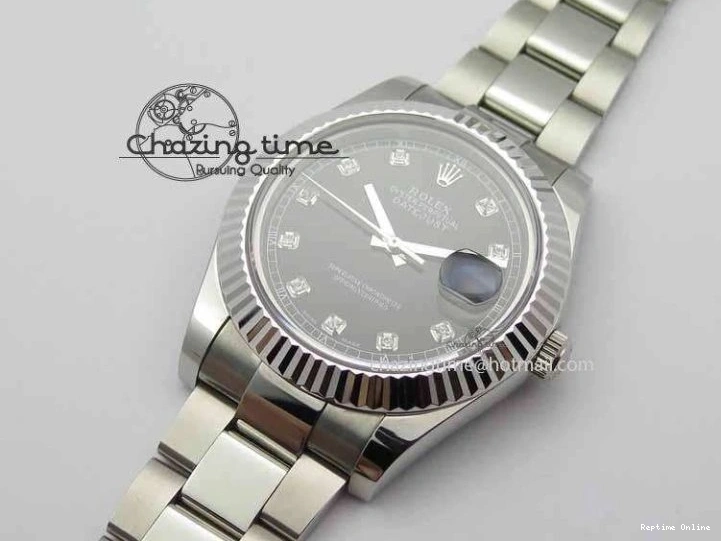 0218 DateJust II 41mm SS BP Maker Best Edition Black Dial Diam On SS Bracelet SA Lightweight 3728